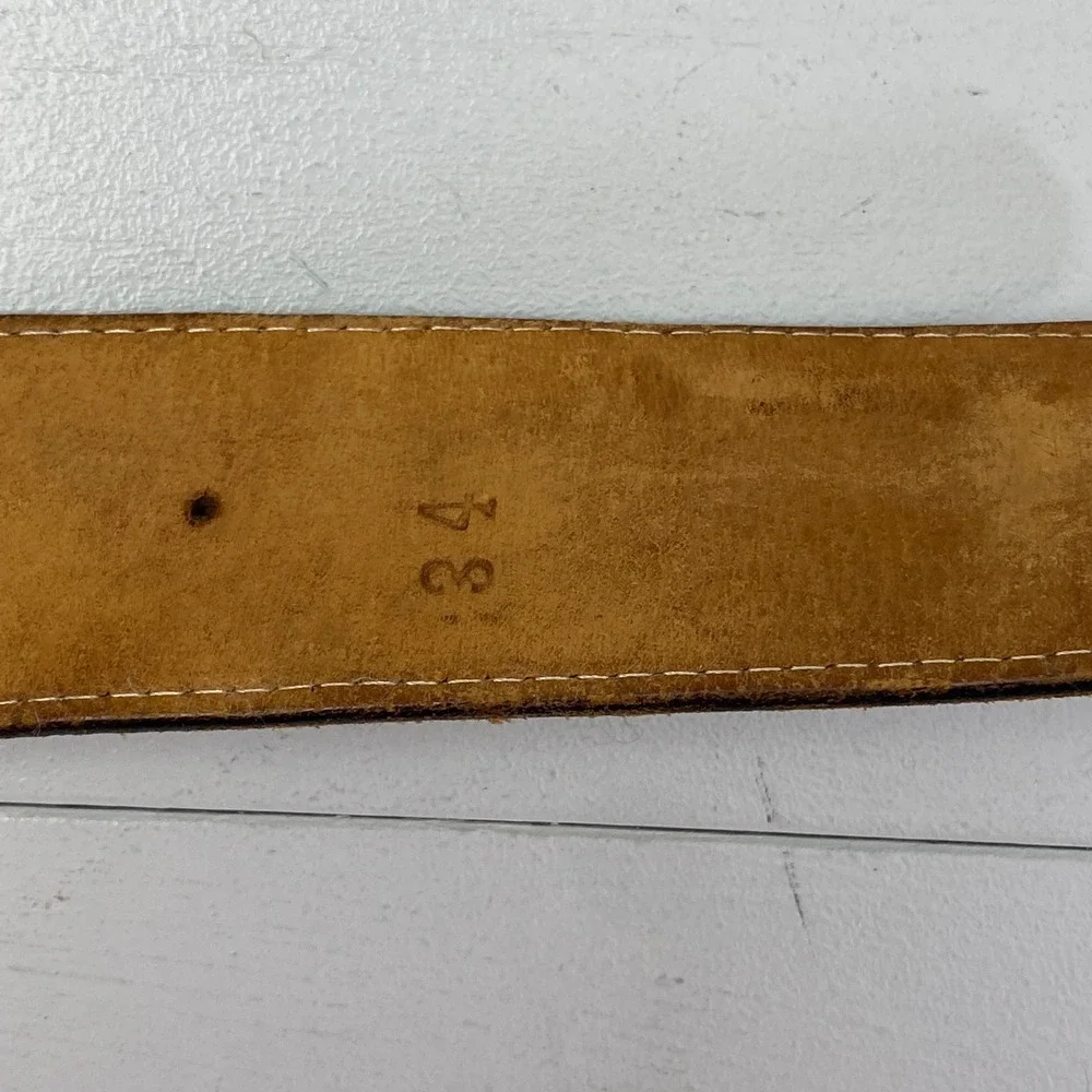 Vintage Piteado Leather Horse Belt Mens 34 Mexico 